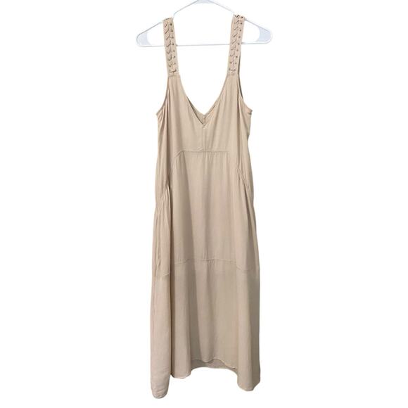 A.L.C. Crepe Midi Dress Medium SAMPLE Pale Pink Nude V-Neck Light Minimalist - Picture 4 of 13